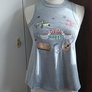 FRIENDS Tank Top Central Perk TV Show Graphic Gray Retro 90s High Neck R…